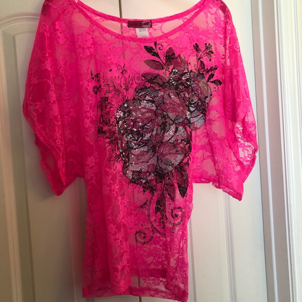 Hot pink c-thru top